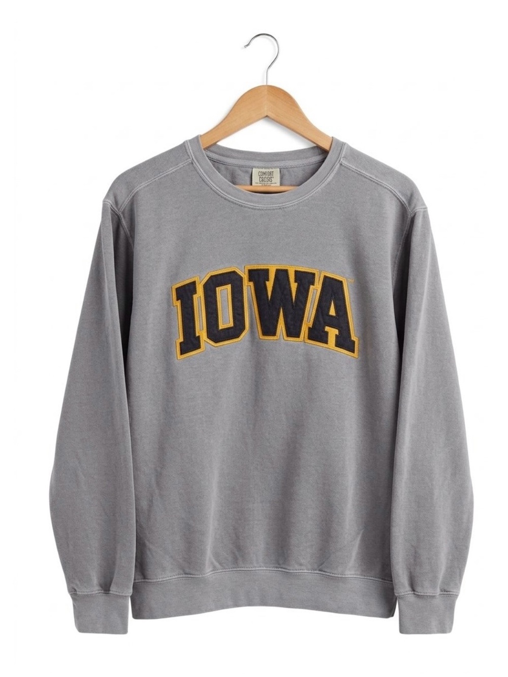 Comfort Colors Grey IOWA Applique Crewneck Sweatshirt